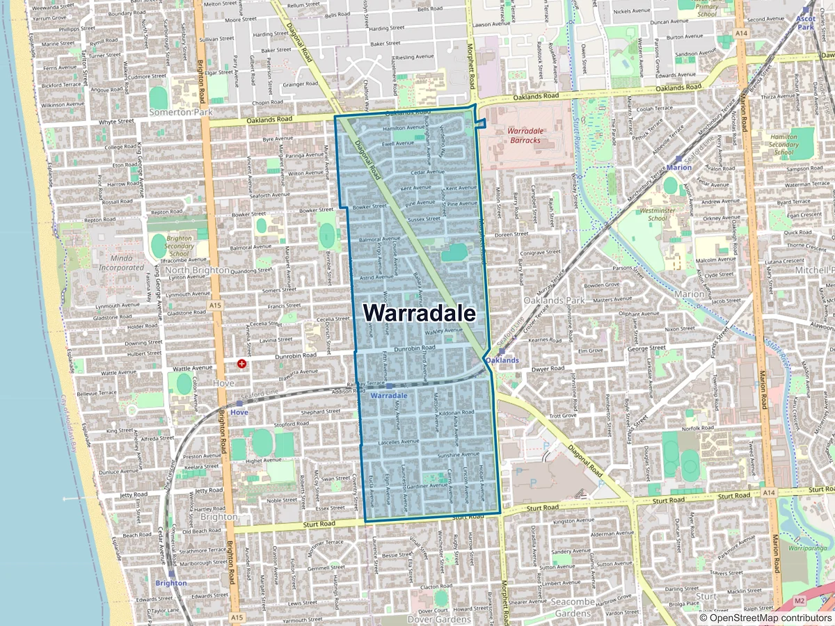 Map of Warradale, SA, Australia