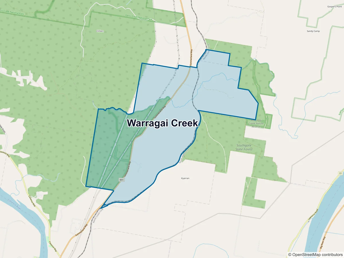 Map of Warragai Creek, NSW, Australia