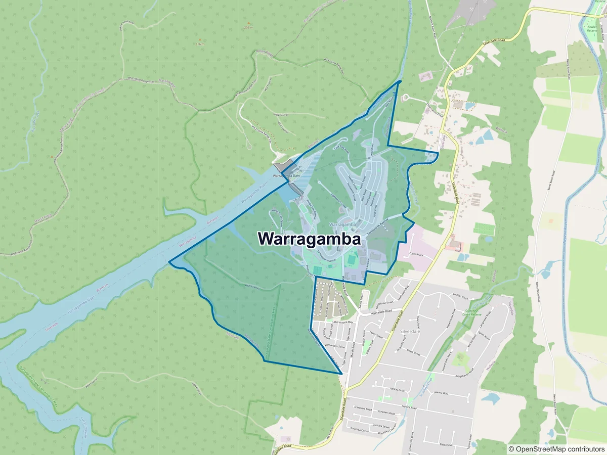 Map of Warragamba, NSW, Australia