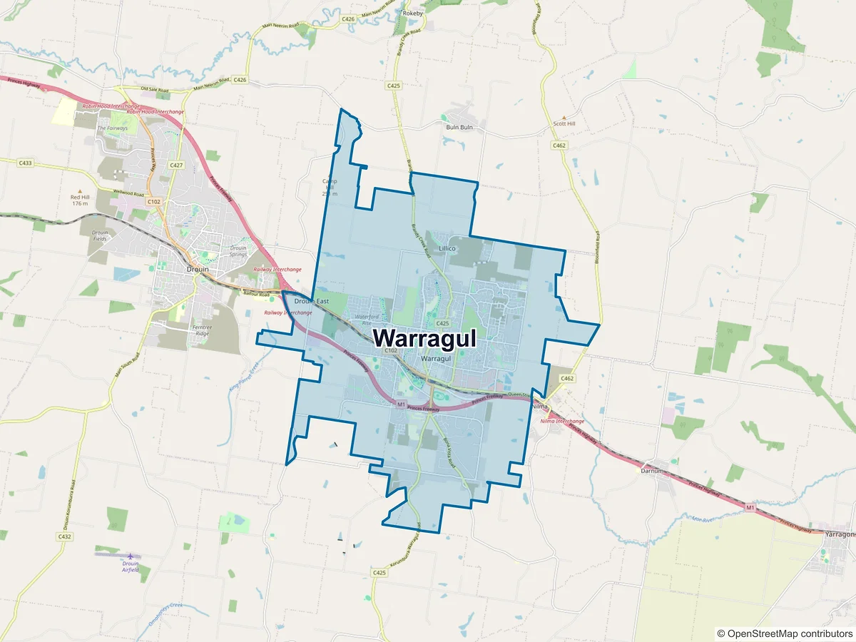 Map of Warragul, VIC, Australia