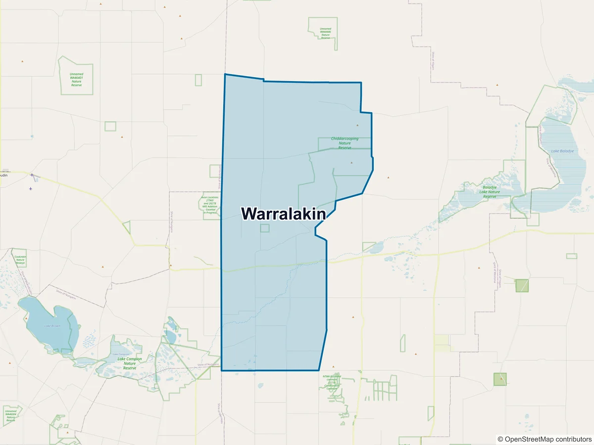 Map of Warralakin, WA, Australia