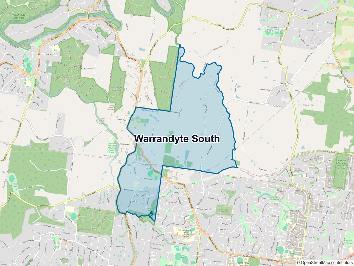 Map of Warrandyte South, VIC, Australia
