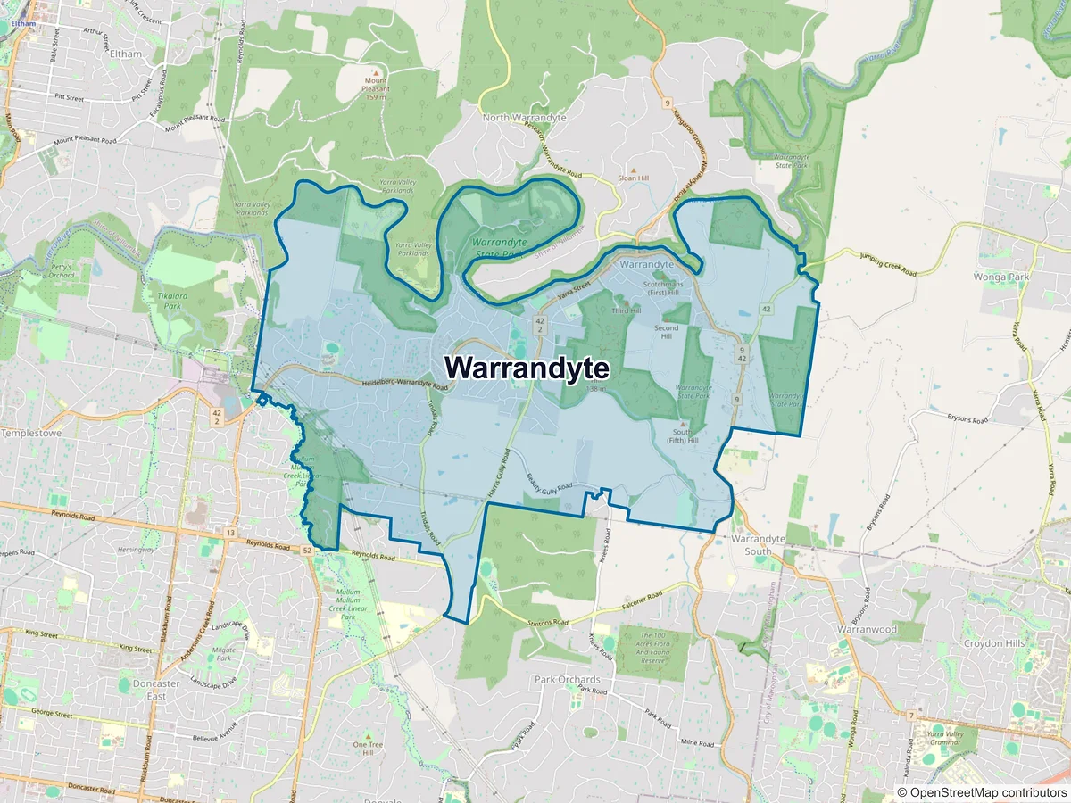 Map of Warrandyte, VIC, Australia