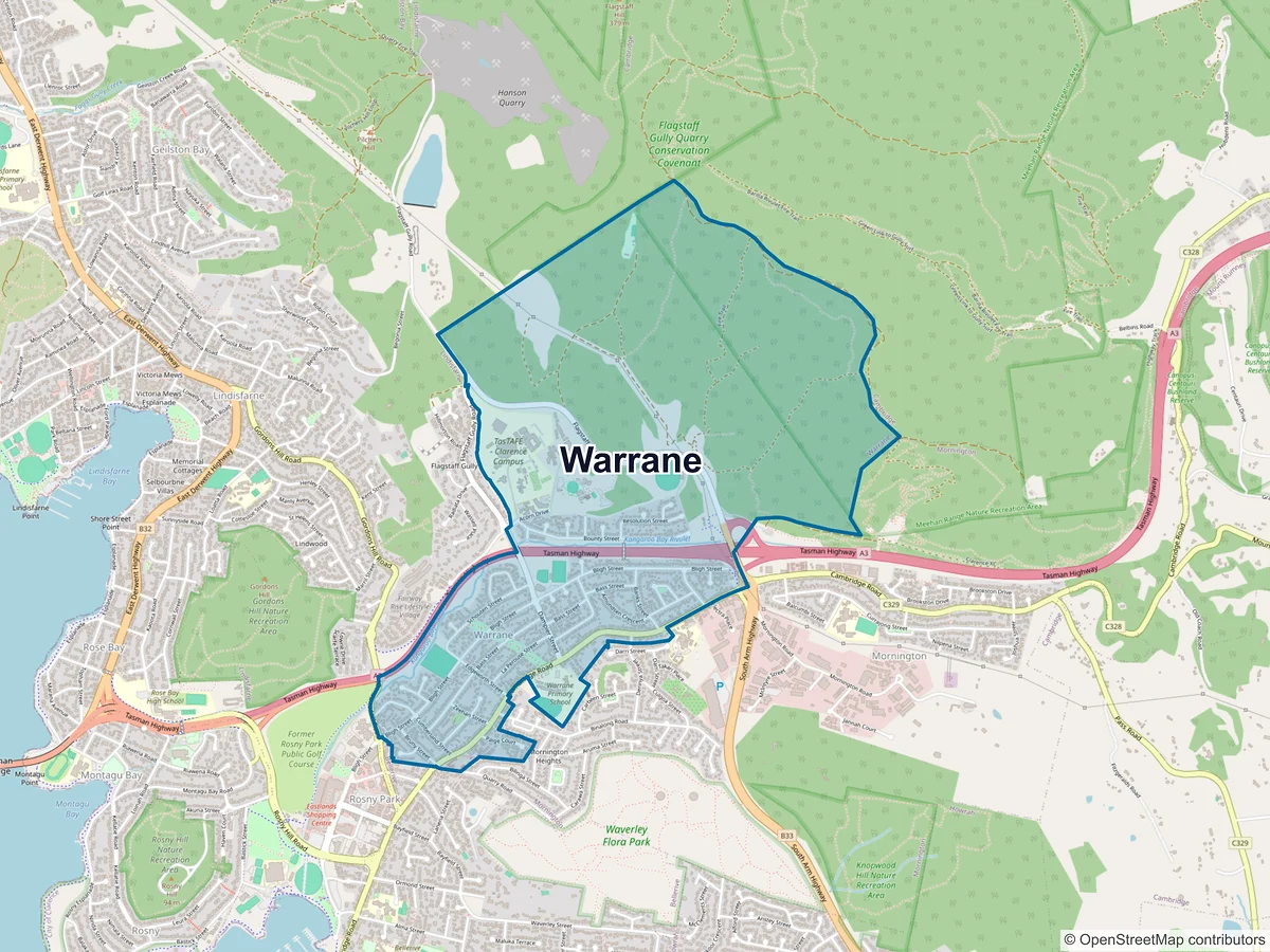 Map of Warrane, TAS, Australia