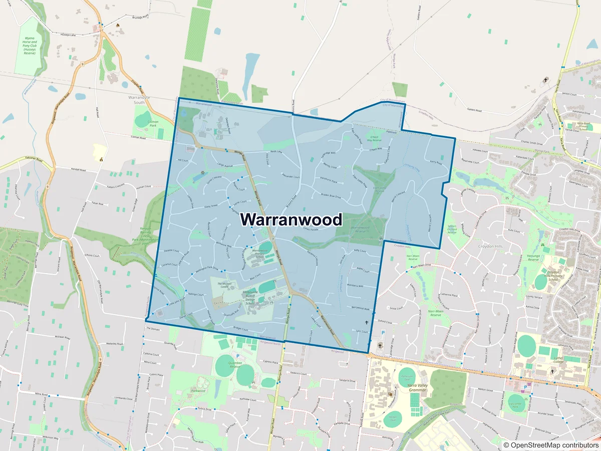 Map of Warranwood, VIC, Australia