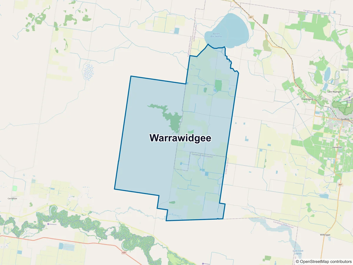 Map of Warrawidgee, NSW, Australia