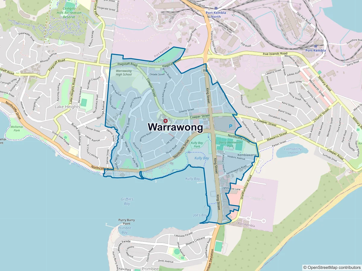 Map of Warrawong, NSW, Australia