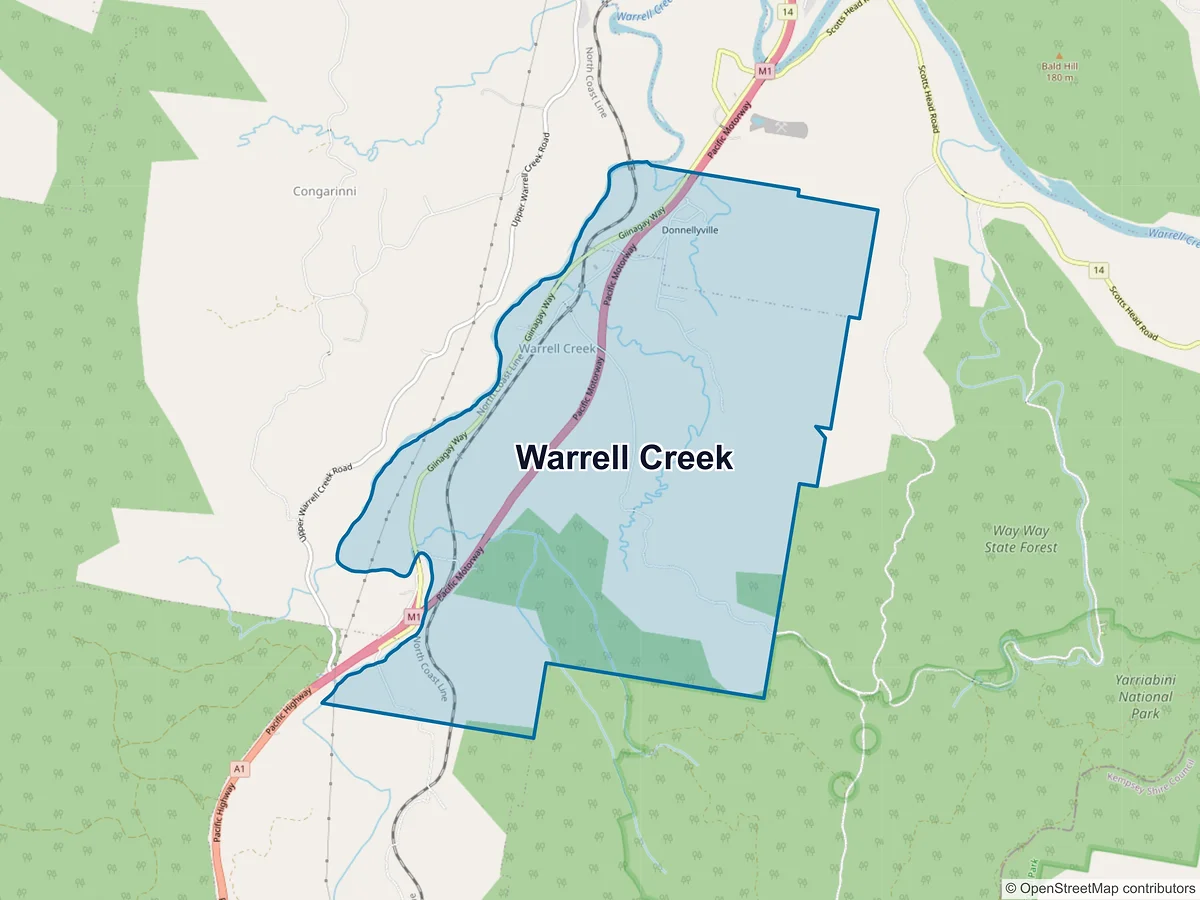 Map of Warrell Creek, NSW, Australia