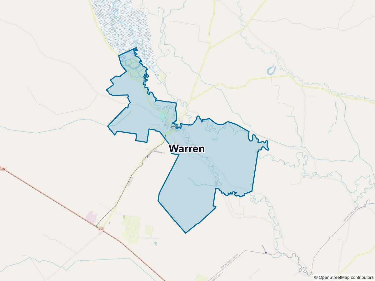 Map of Warren, NSW, Australia