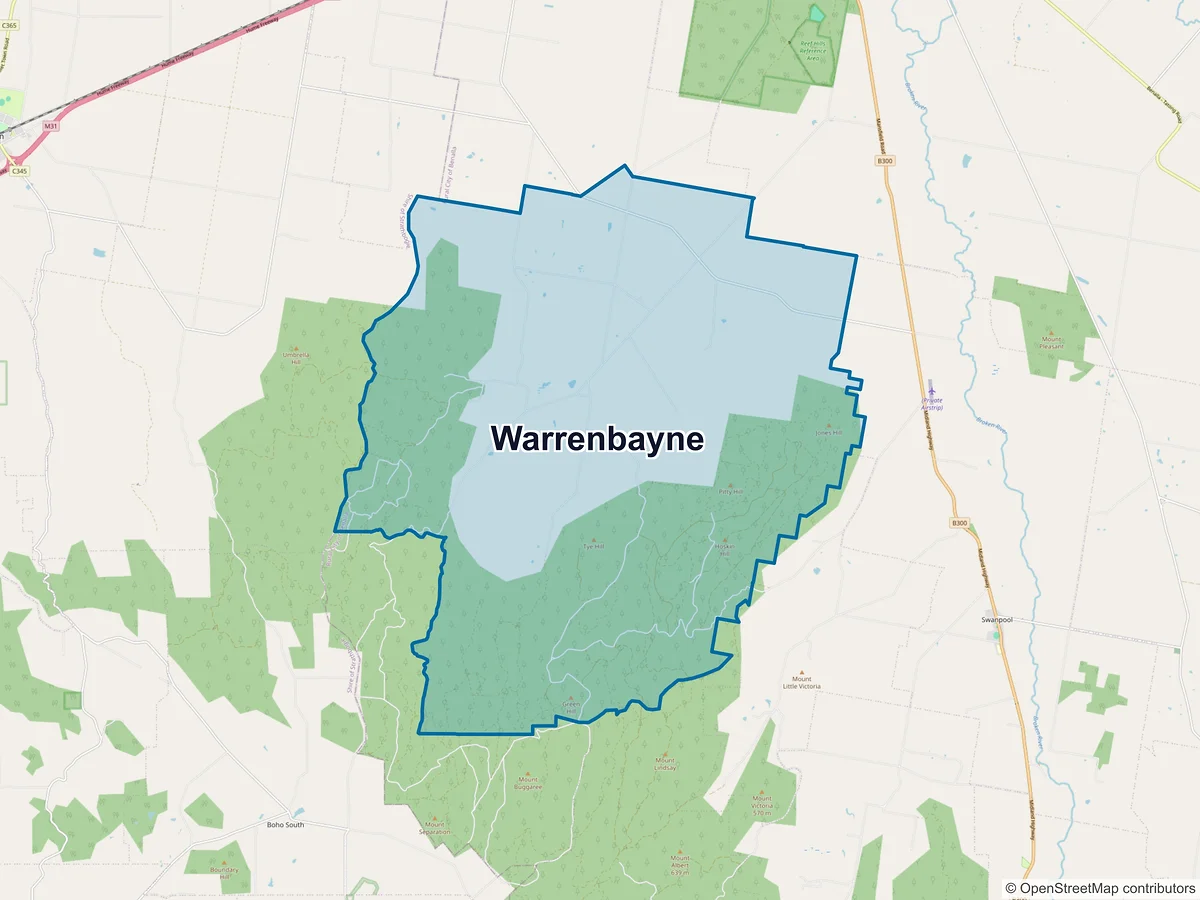Map of Warrenbayne, VIC, Australia