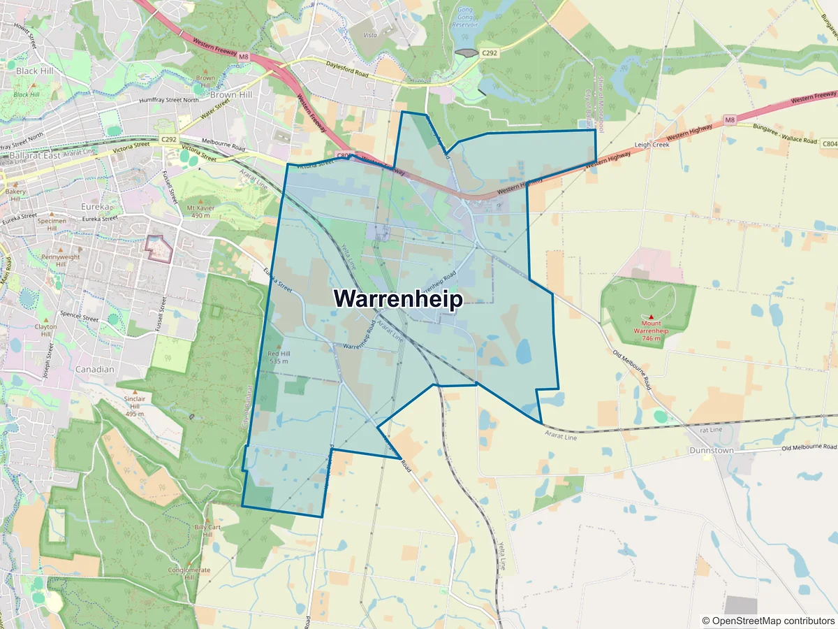Map of Warrenheip, VIC, Australia