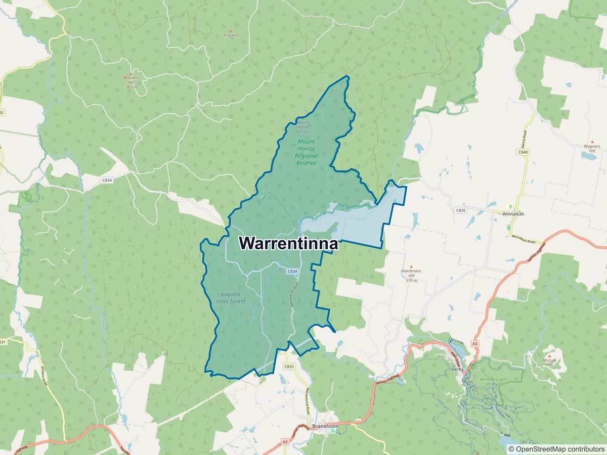 Map of Warrentinna, TAS, Australia