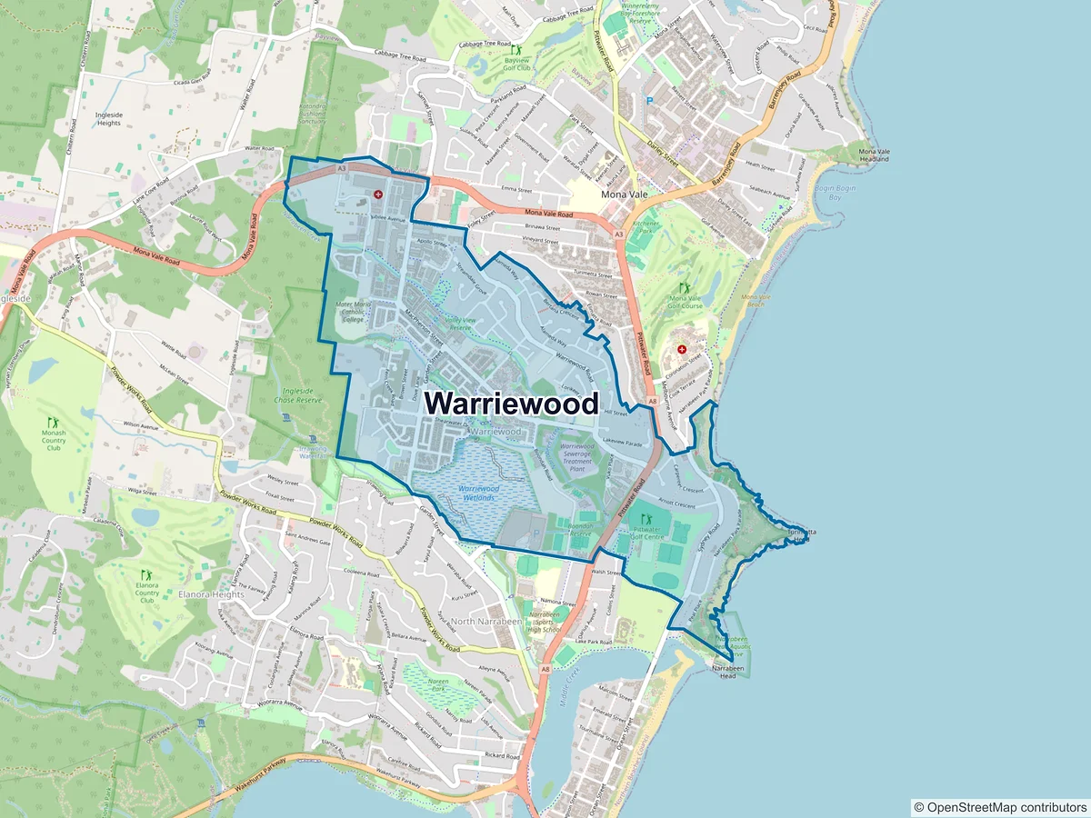 Map of Warriewood, NSW, Australia