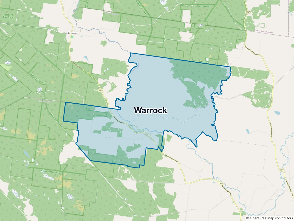 Map of Warrock, VIC, Australia