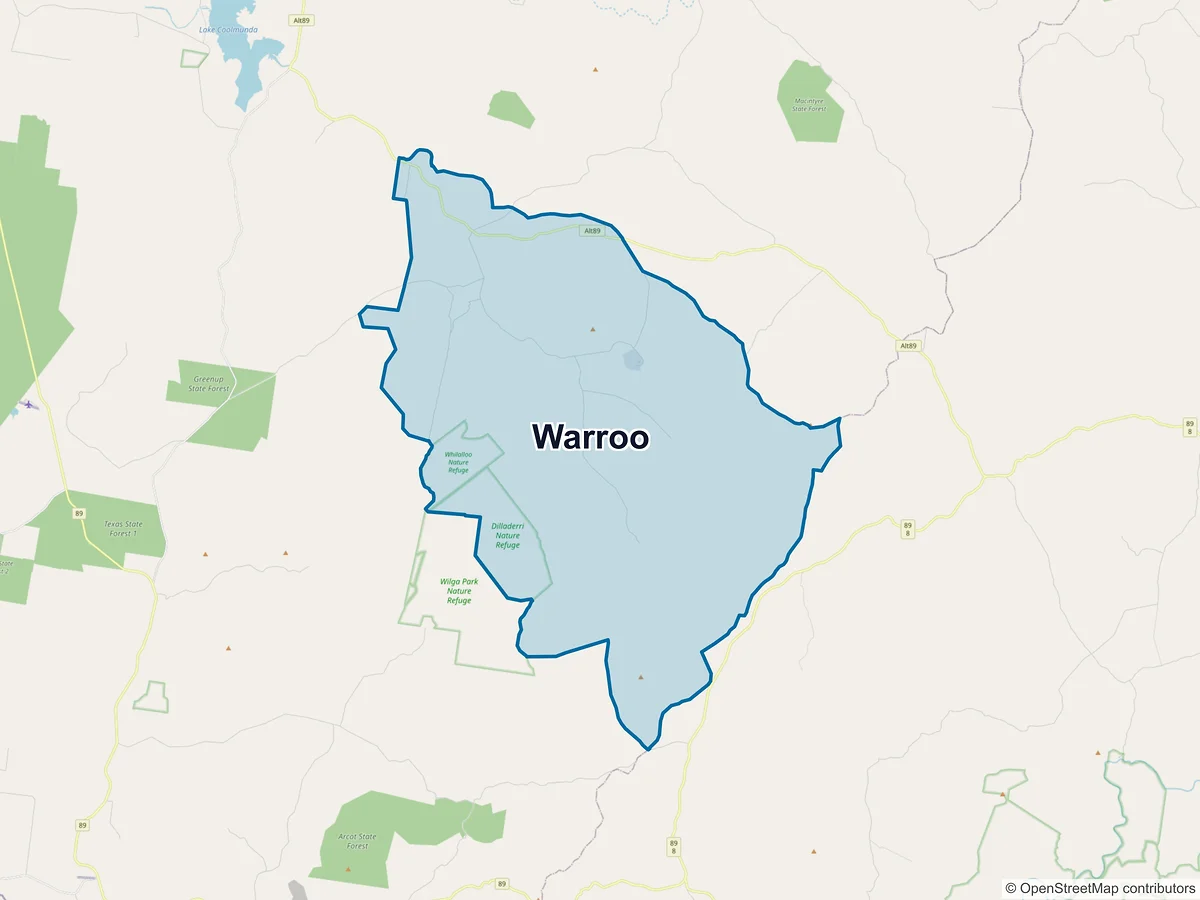 Map of Warroo, QLD, Australia