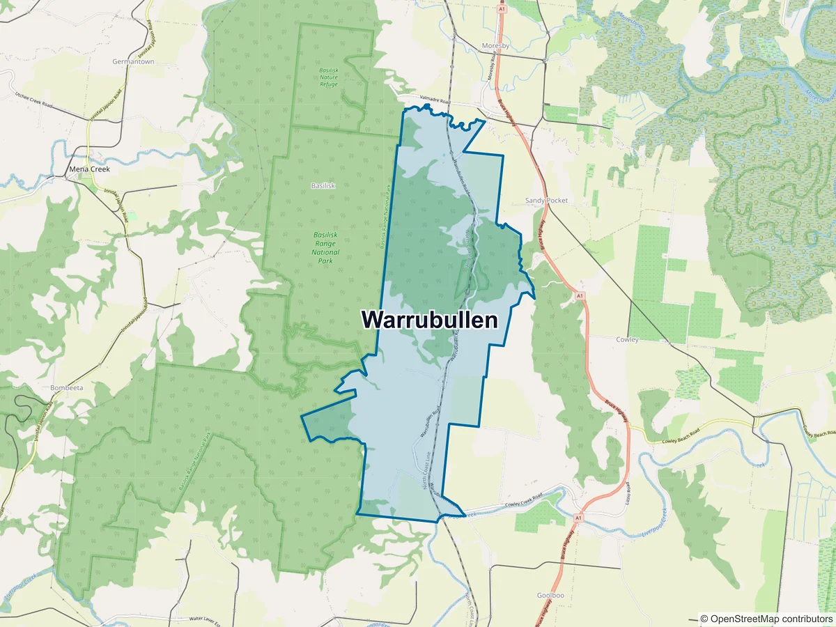 Map of Warrubullen, QLD, Australia