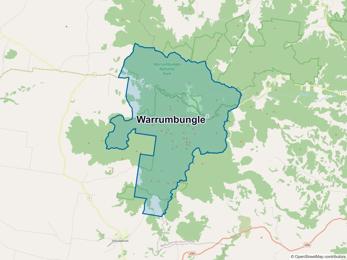 Map of Warrumbungle, NSW, Australia
