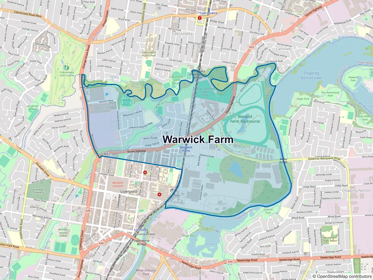 Map of Warwick Farm, NSW, Australia