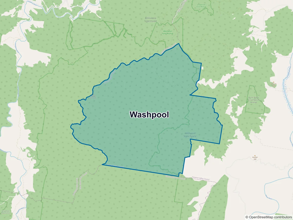 Map of Washpool, NSW, Australia