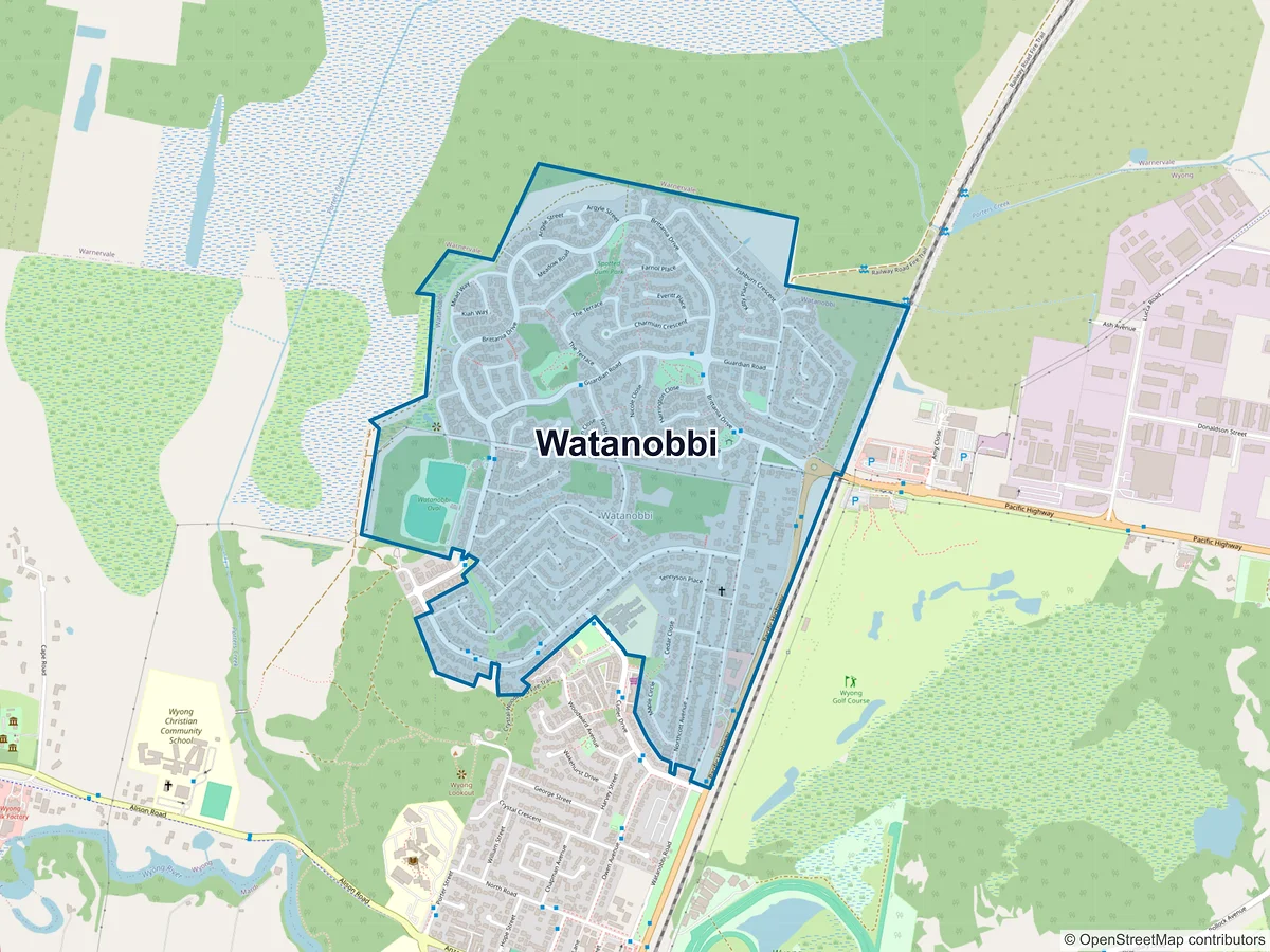 Map of Watanobbi, NSW, Australia