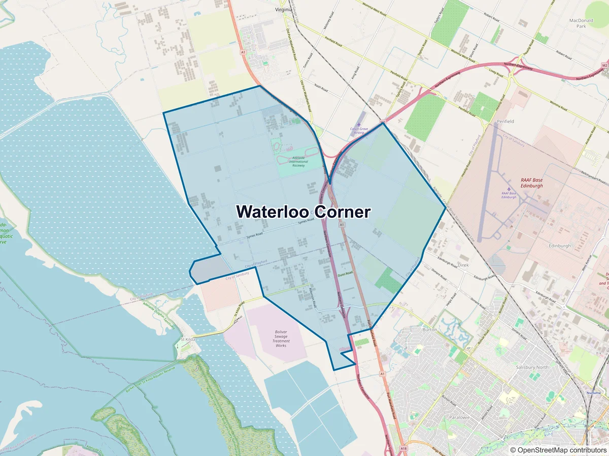Map of Waterloo Corner, SA, Australia