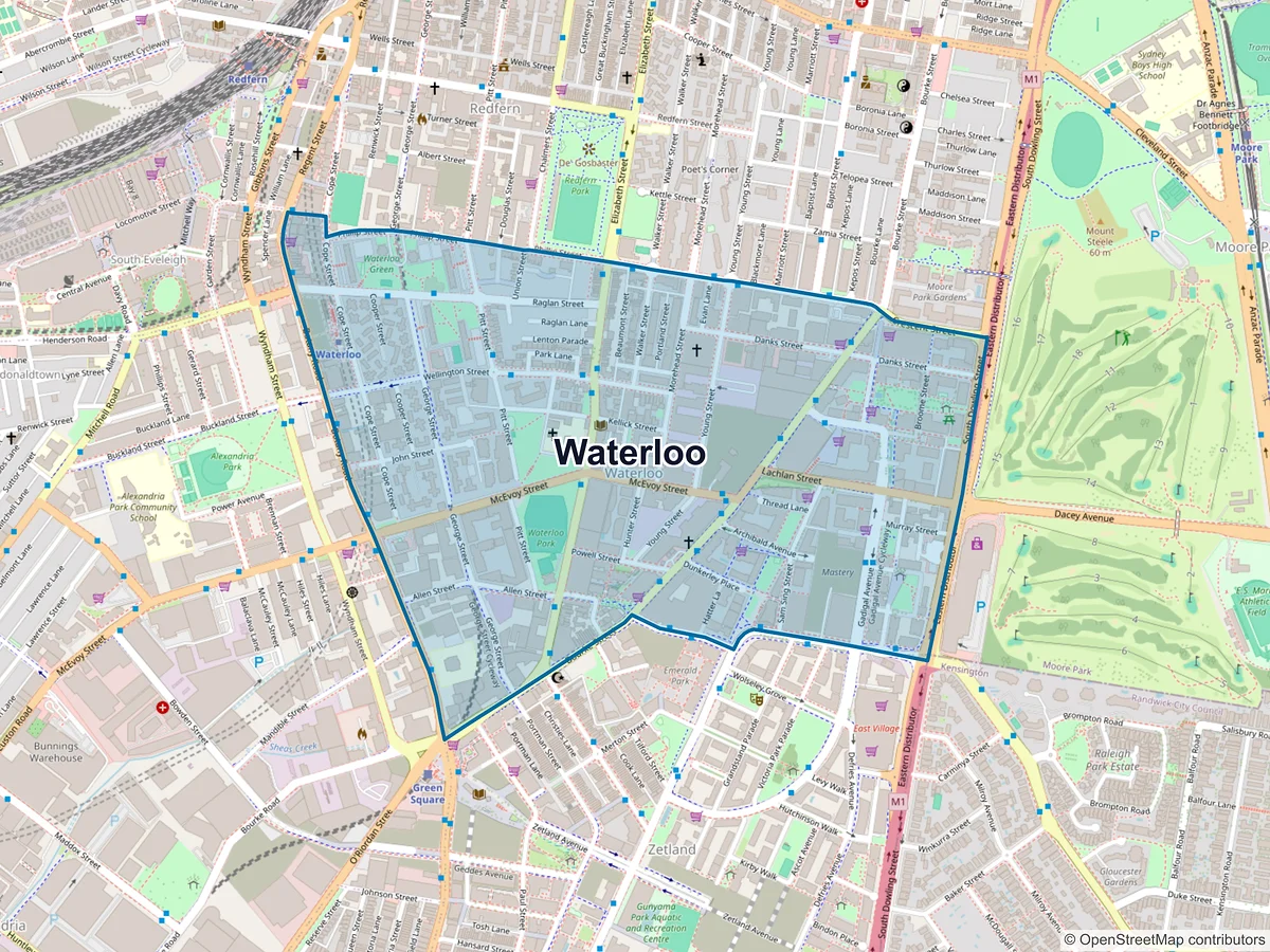 Map of Waterloo, NSW, Australia