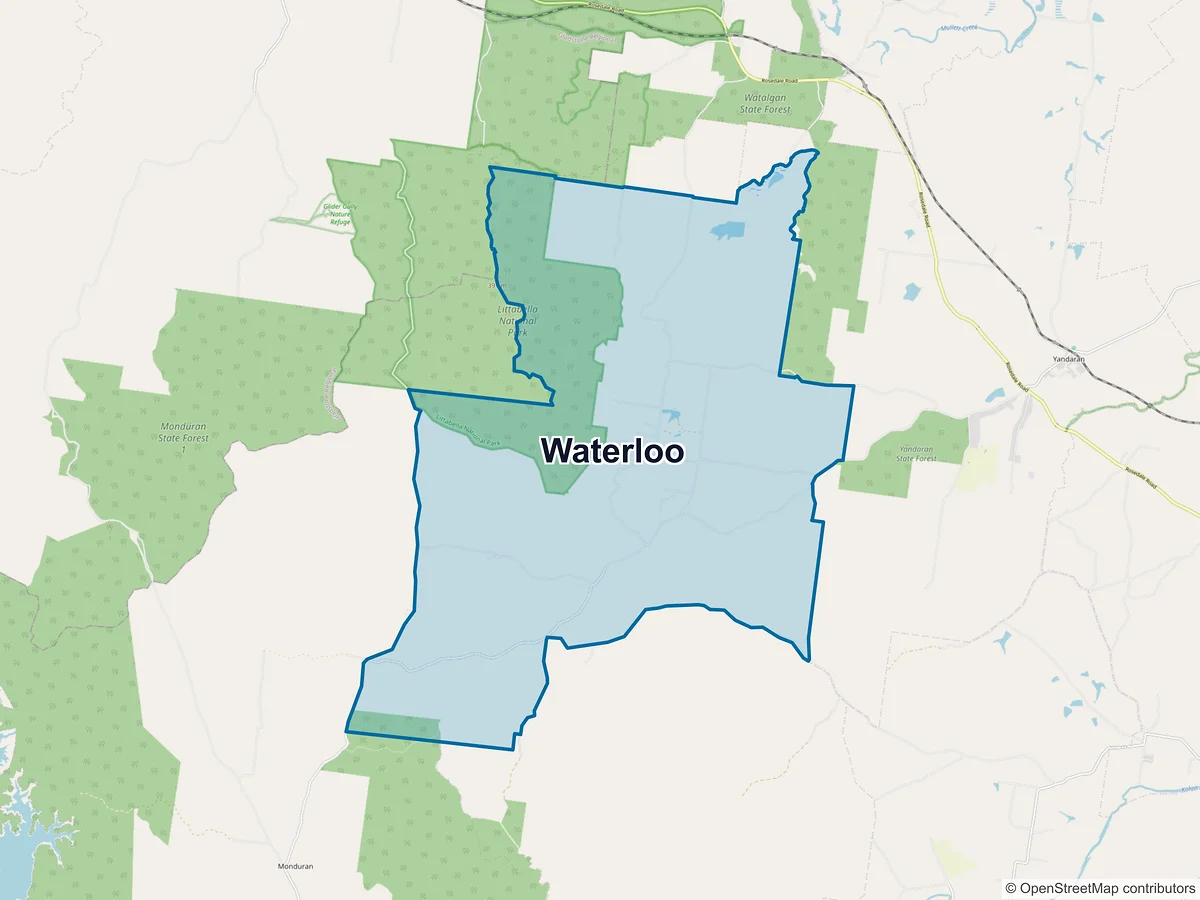 Map of Waterloo, QLD, Australia