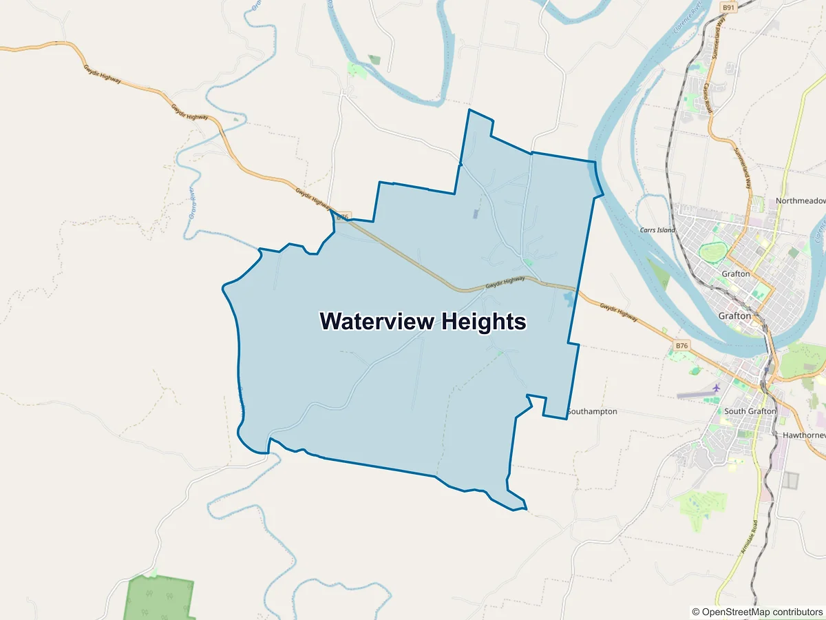 Map of Waterview Heights, NSW, Australia