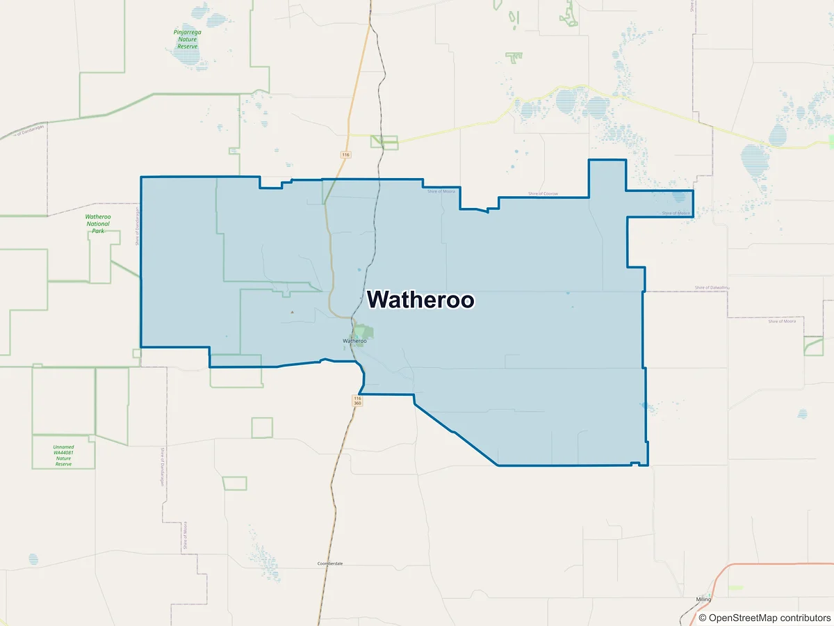 Map of Watheroo, WA, Australia