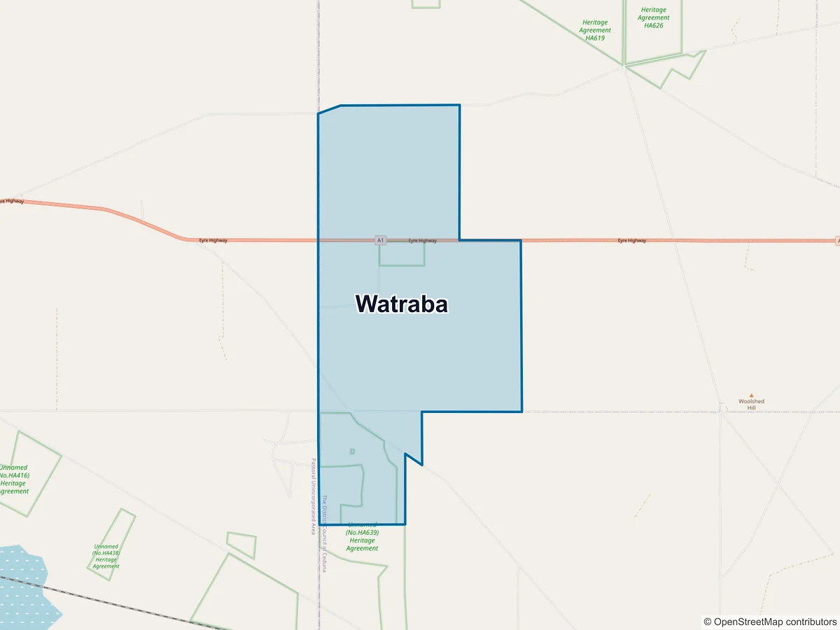 Map of Watraba, SA, Australia
