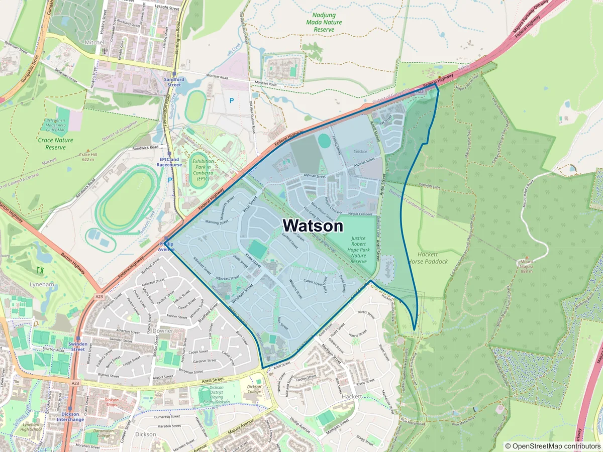 Map of Watson, ACT, Australia