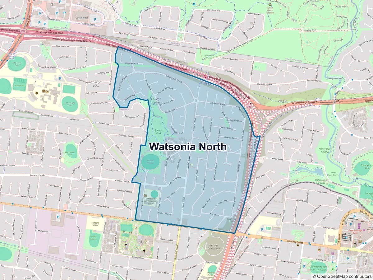Map of Watsonia North, VIC, Australia