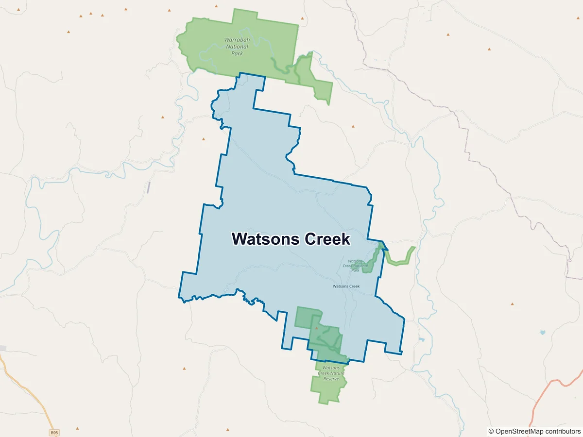Map of Watsons Creek, NSW, Australia
