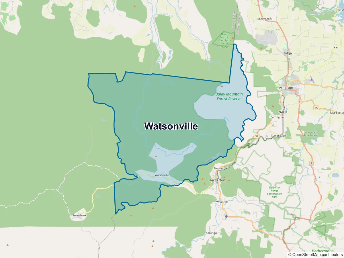 Map of Watsonville, QLD, Australia