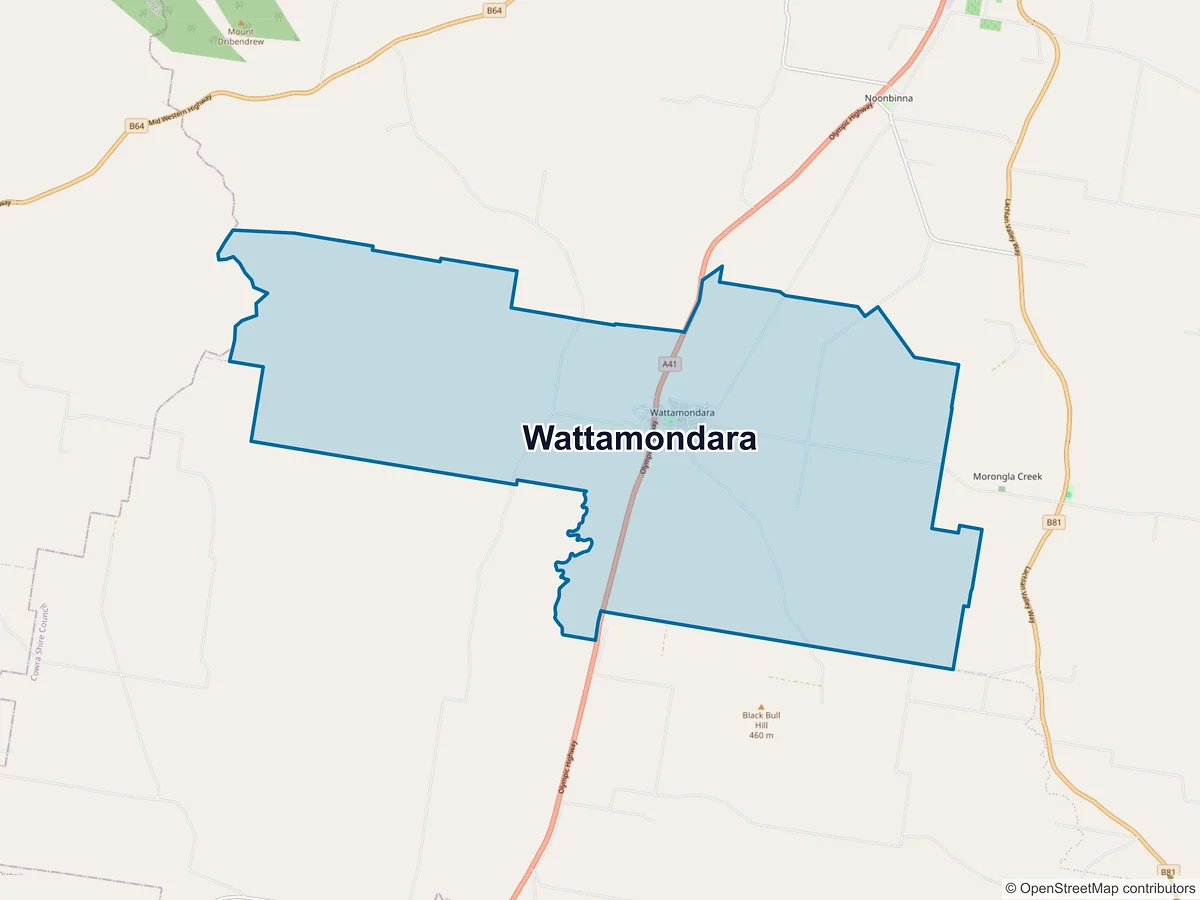 Map of Wattamondara, NSW, Australia