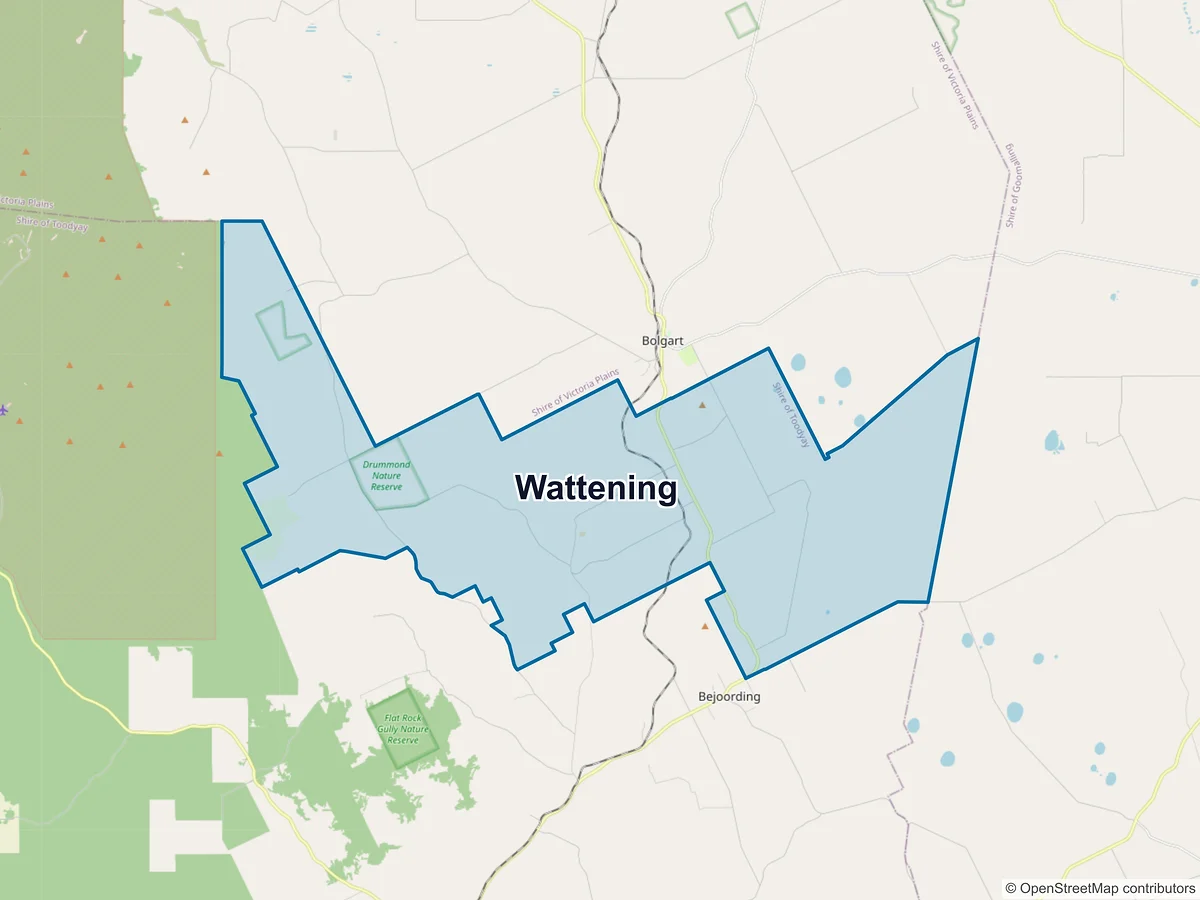 Map of Wattening, WA, Australia