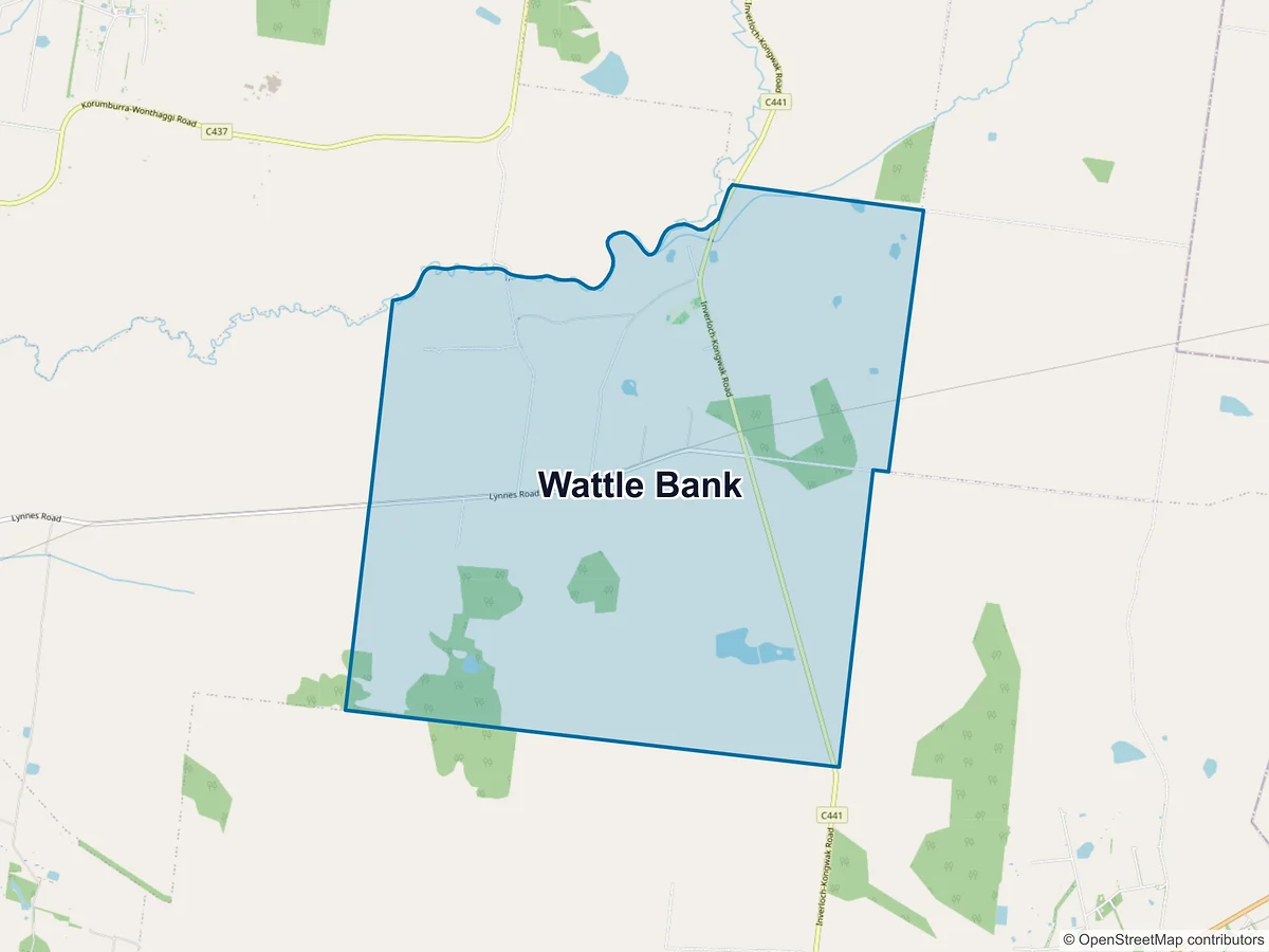 Map of Wattle Bank, VIC, Australia
