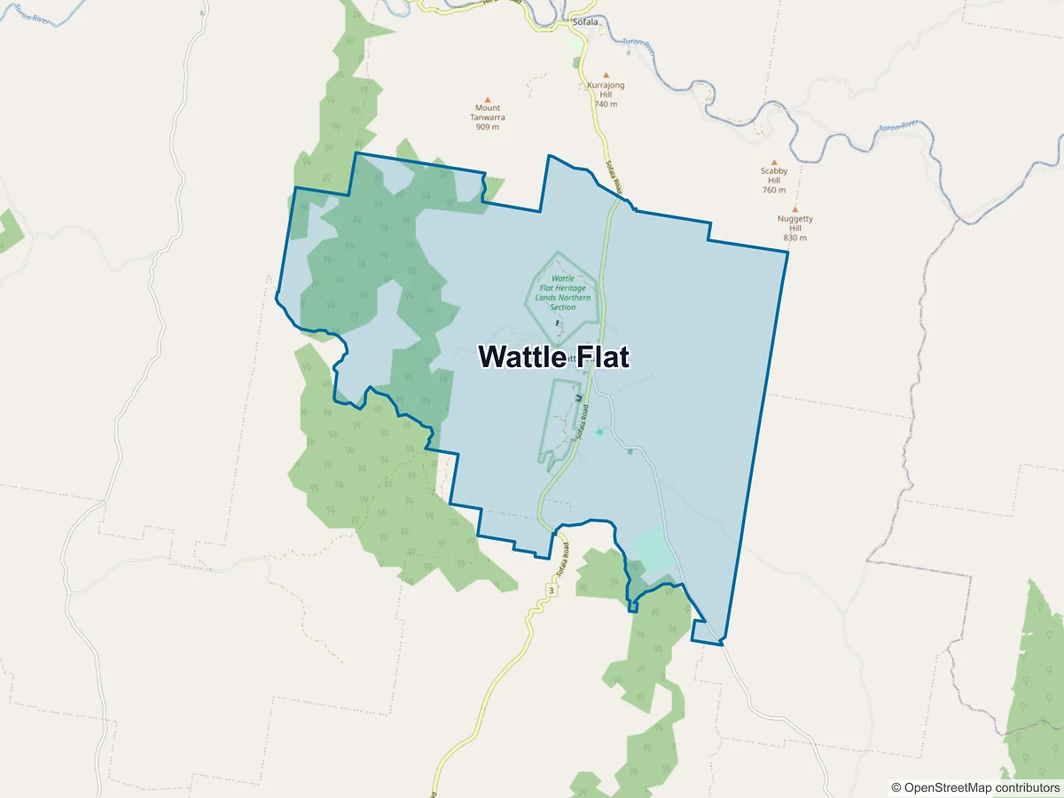 Map of Wattle Flat, NSW, Australia