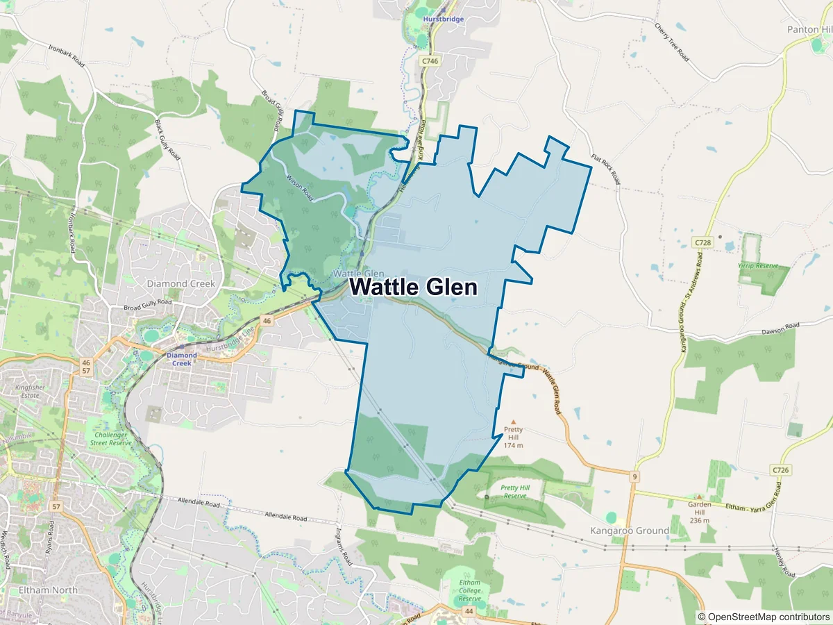 Map of Wattle Glen, VIC, Australia