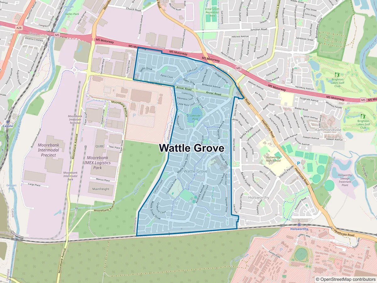 Map of Wattle Grove, NSW, Australia