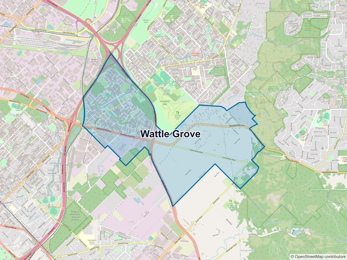 Map of Wattle Grove, WA, Australia