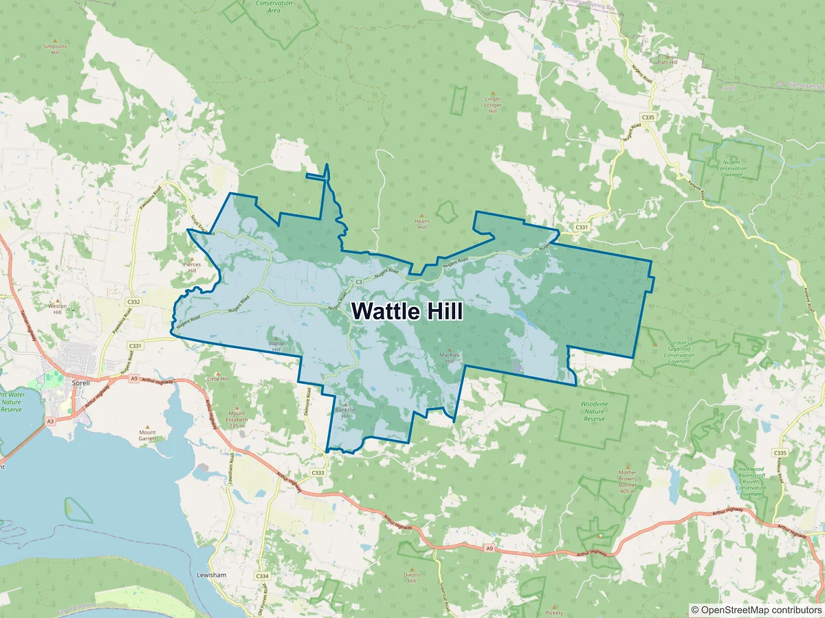 Map of Wattle Hill, TAS, Australia