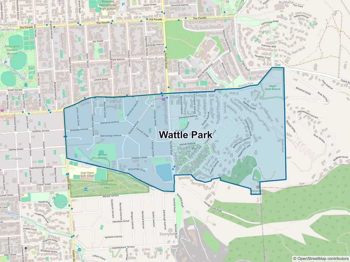 Map of Wattle Park, SA, Australia