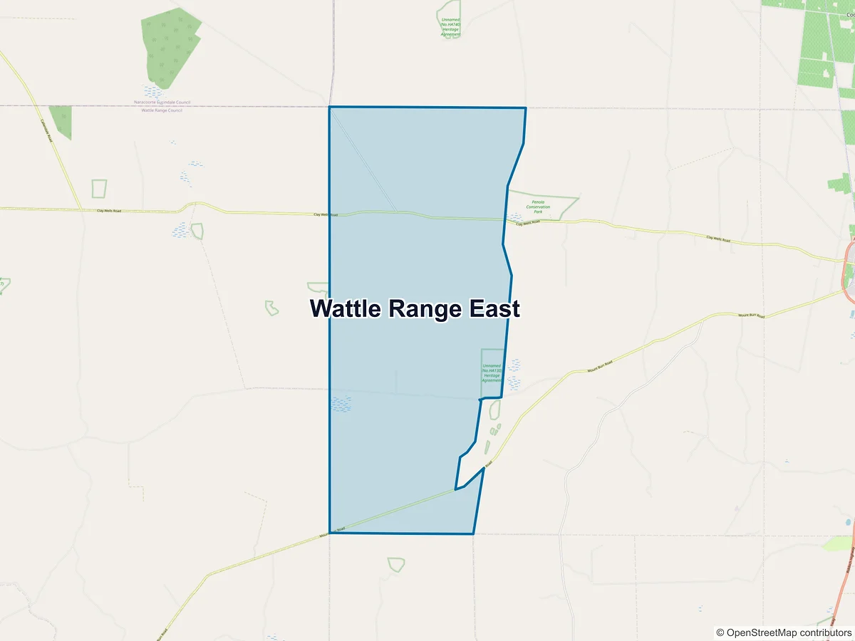 Map of Wattle Range East, SA, Australia