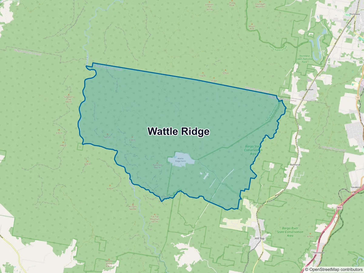 Map of Wattle Ridge, NSW, Australia