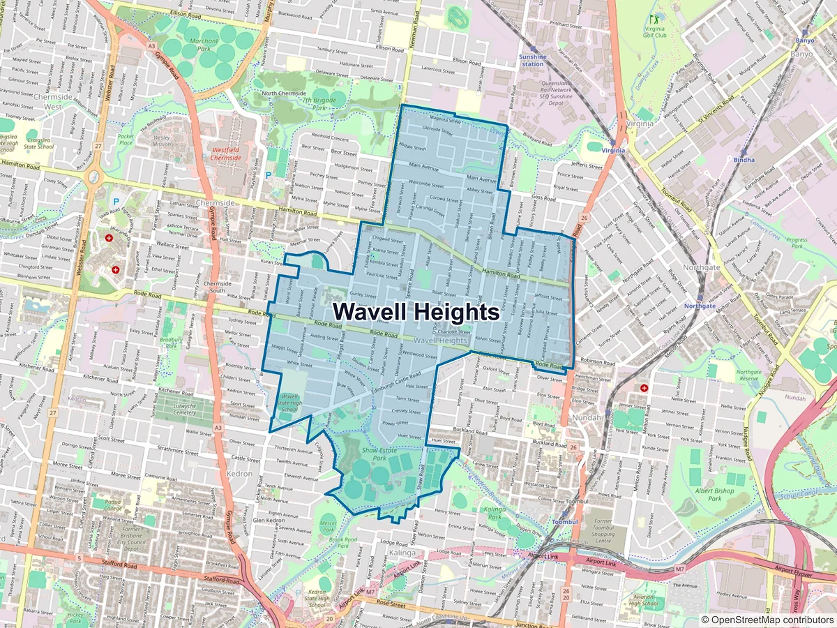 Map of Wavell Heights, QLD, Australia