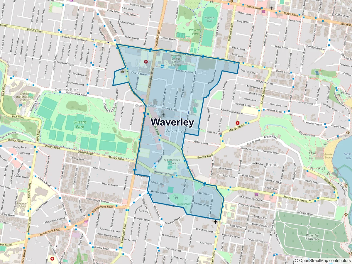 Map of Waverley, NSW, Australia