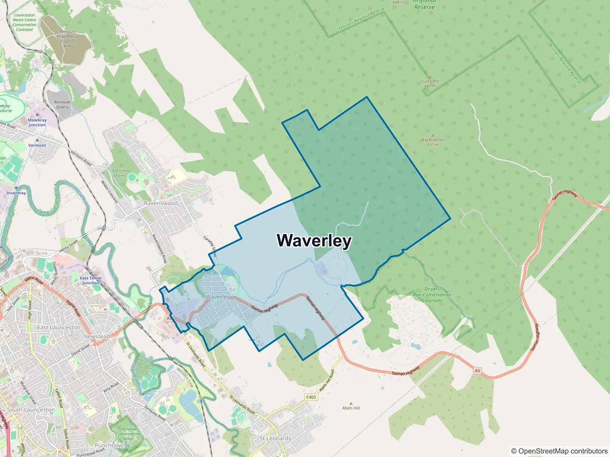 Map of Waverley, TAS, Australia