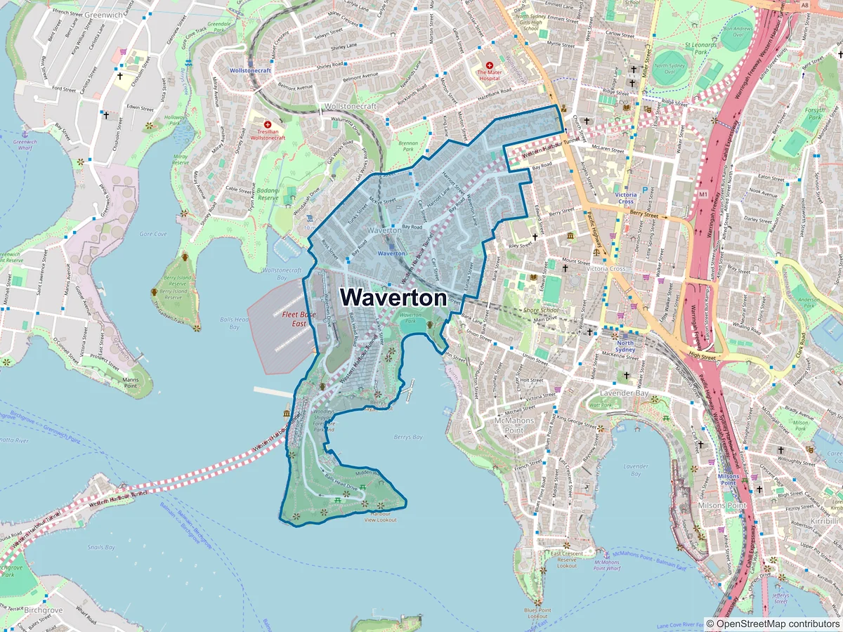 Map of Waverton, NSW, Australia