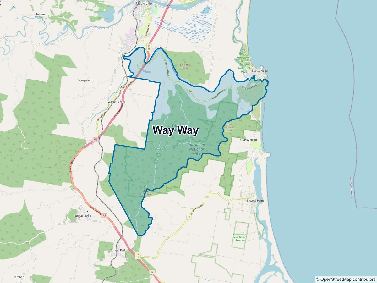 Map of Way Way, NSW, Australia